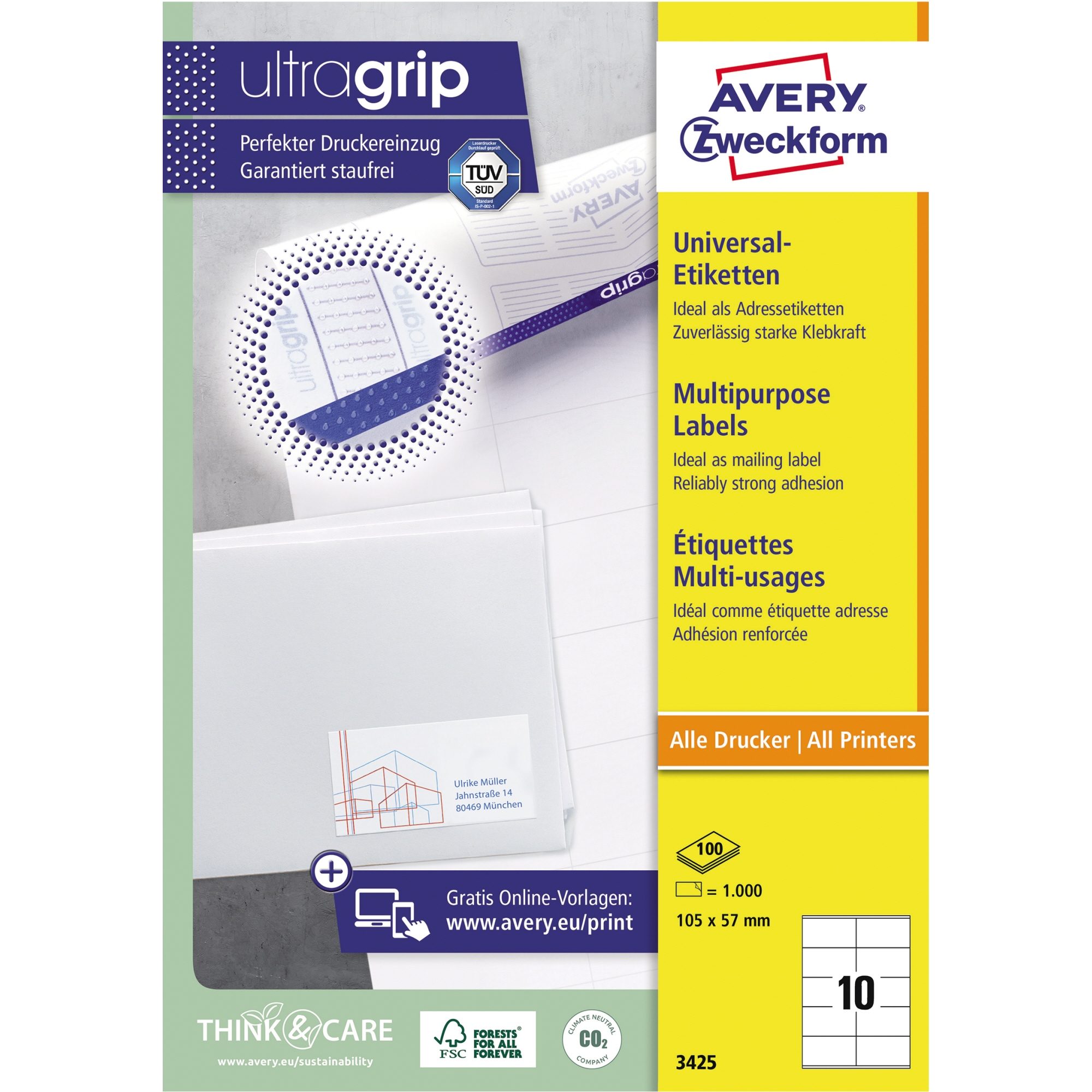 Avery Zweckform Universaletikett ultragrip 105 x 57 mm (B x H)