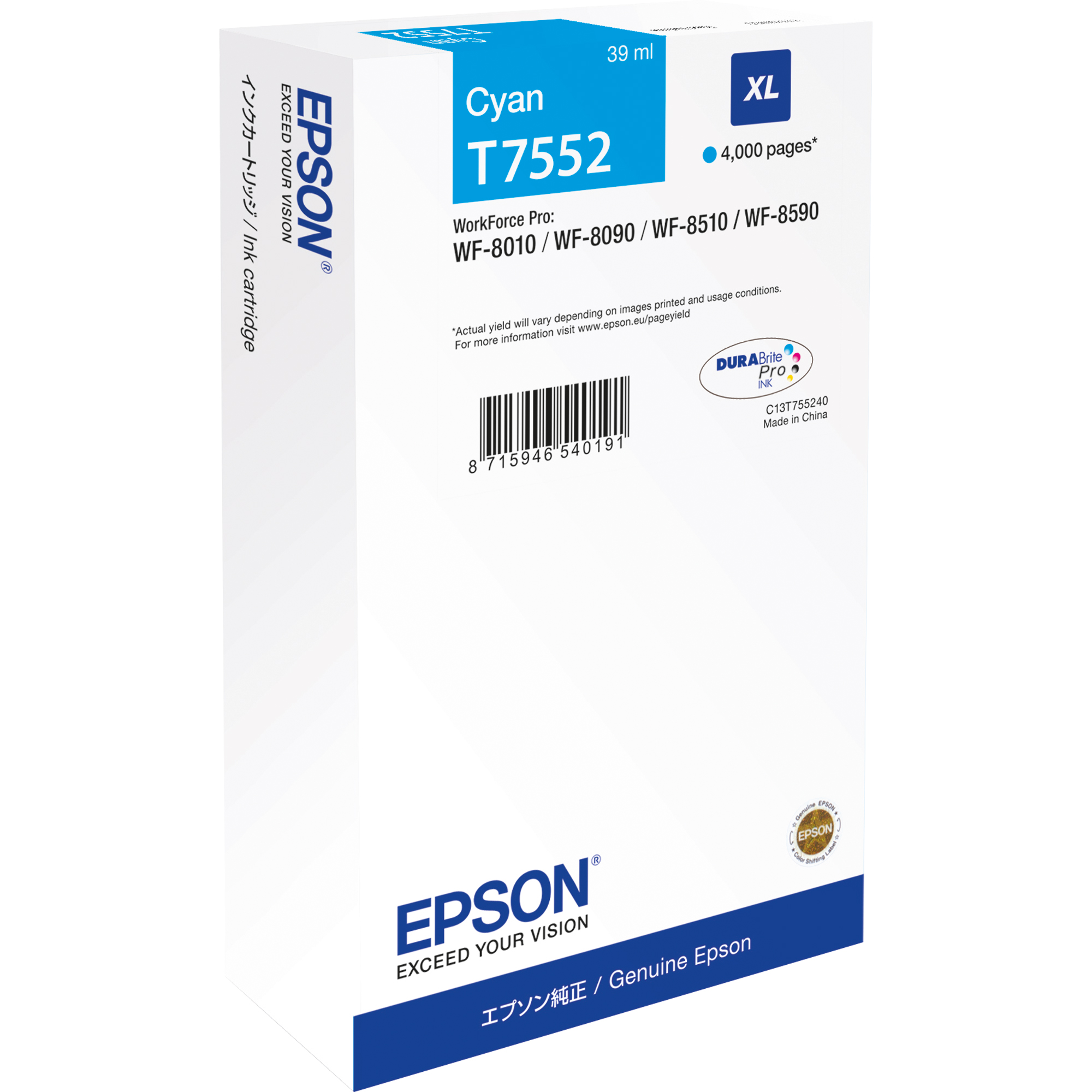Epson Tintenpatrone T7552 cyan