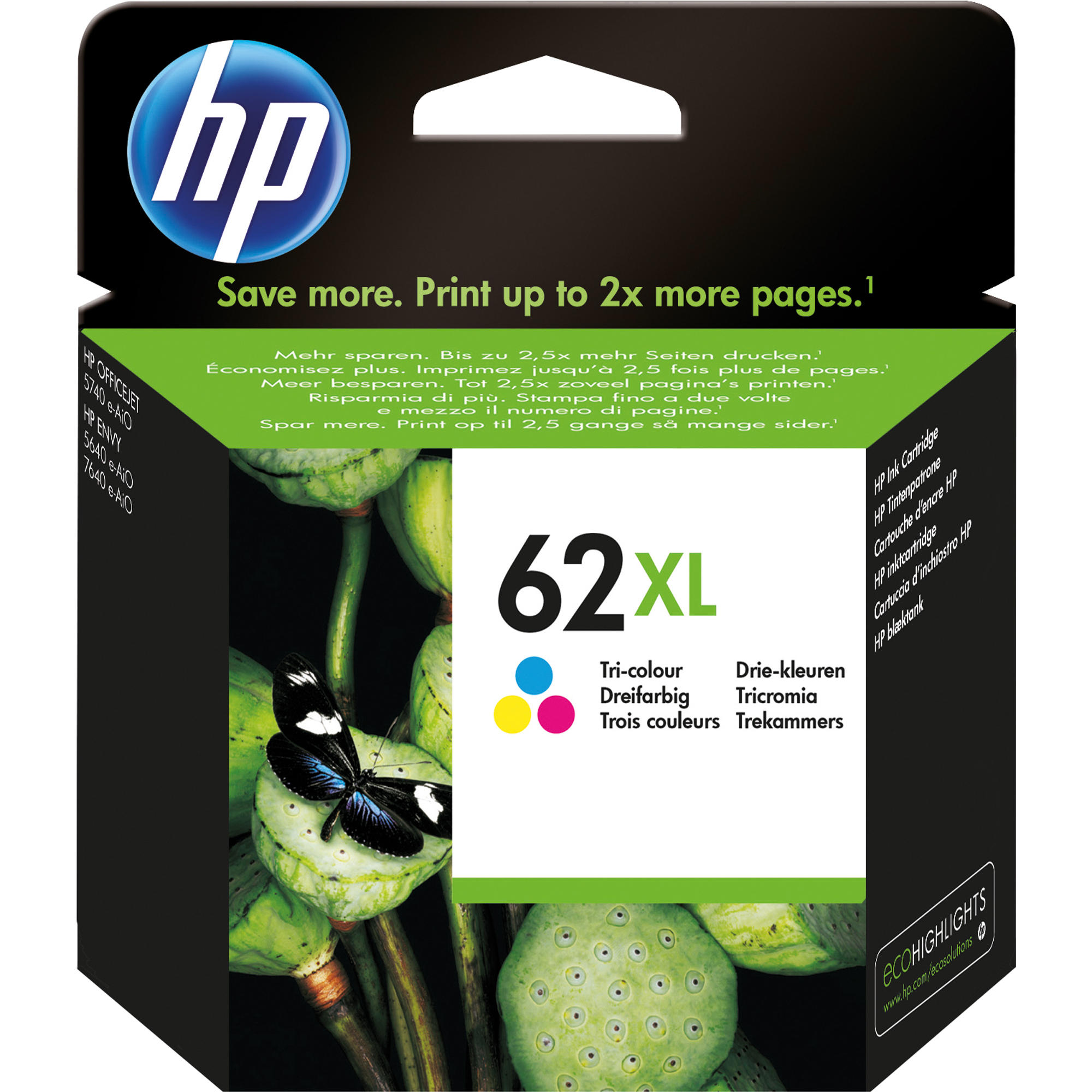 HP Tintenpatrone 62XL cyan/magenta/gelb