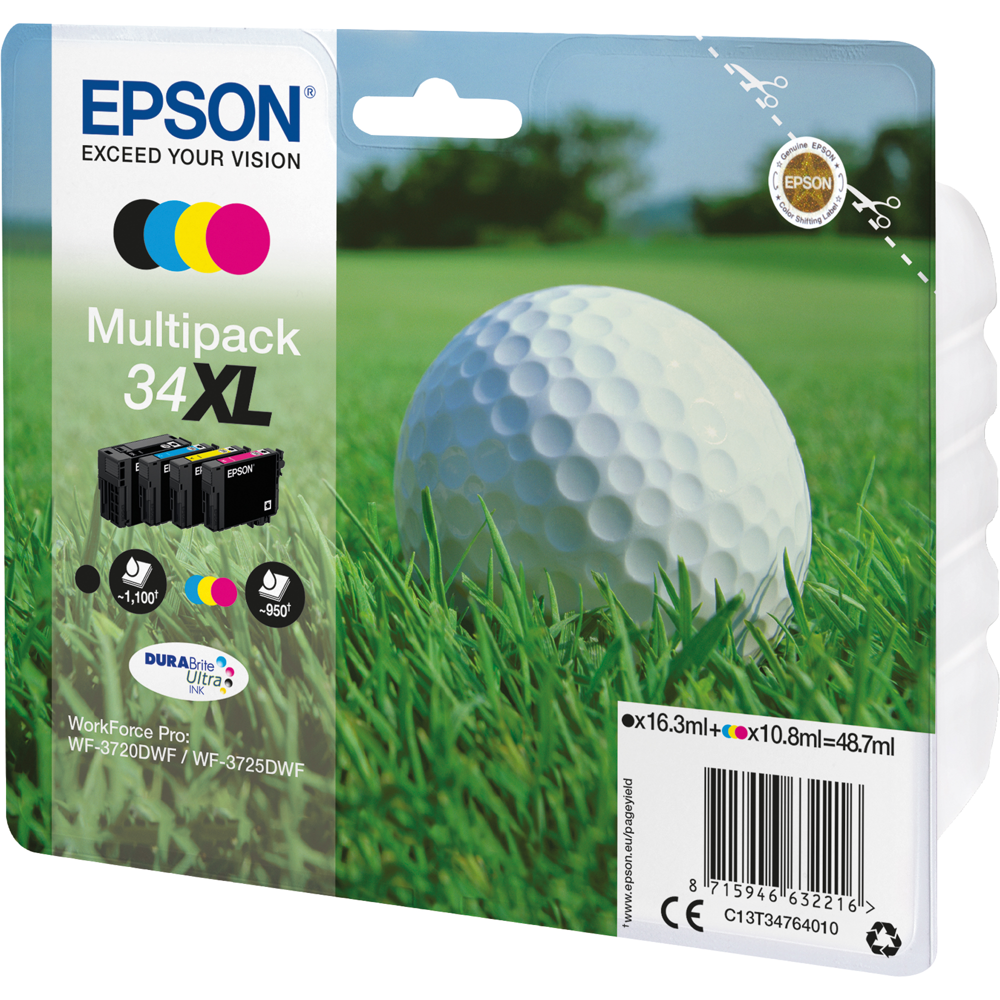 Epson Tintenpatrone 34XL schwarz, cyan, magenta, gelb