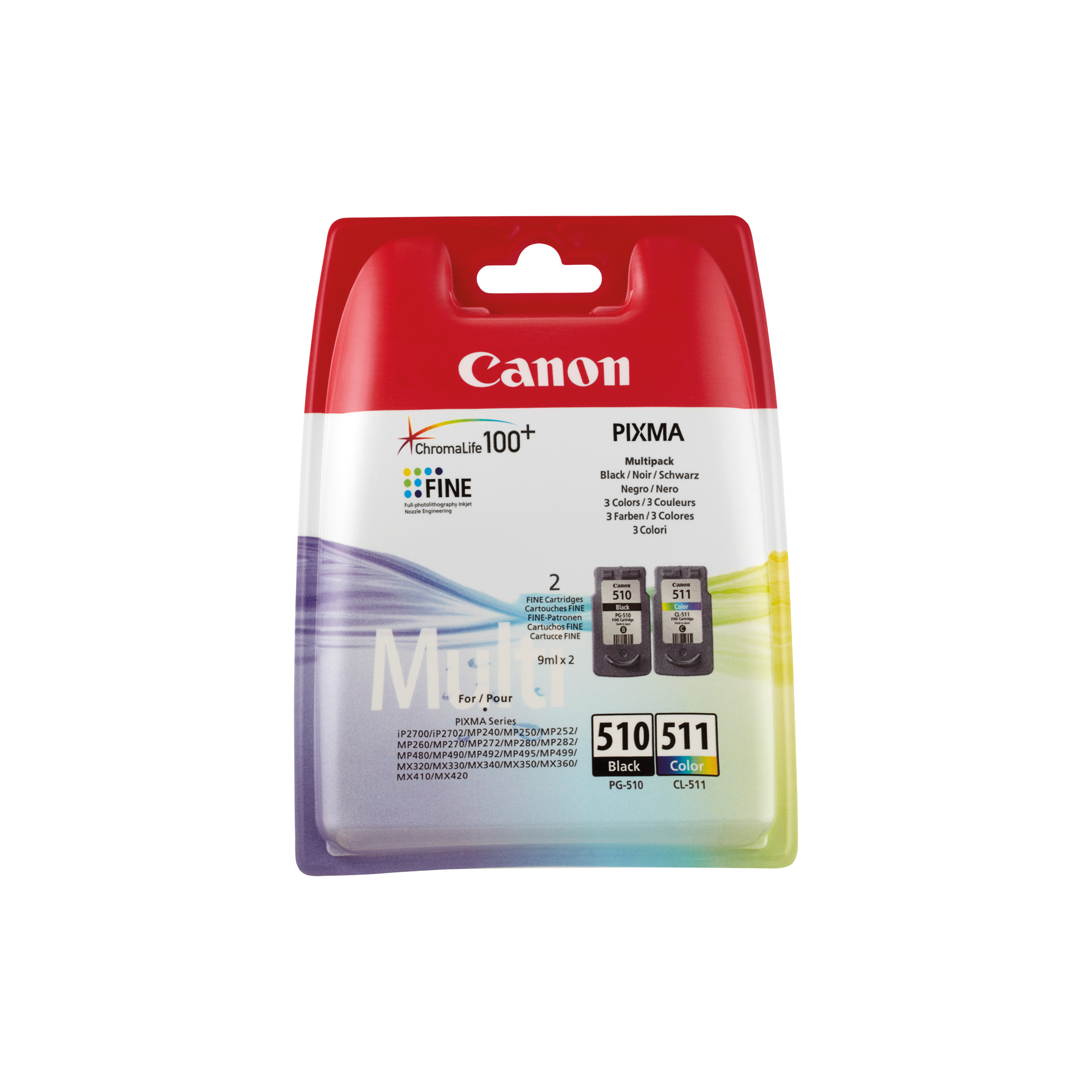 Canon Tintenpatrone PG-510BK/CL-511 C/M/Y schwarz, cyan/magenta/gelb