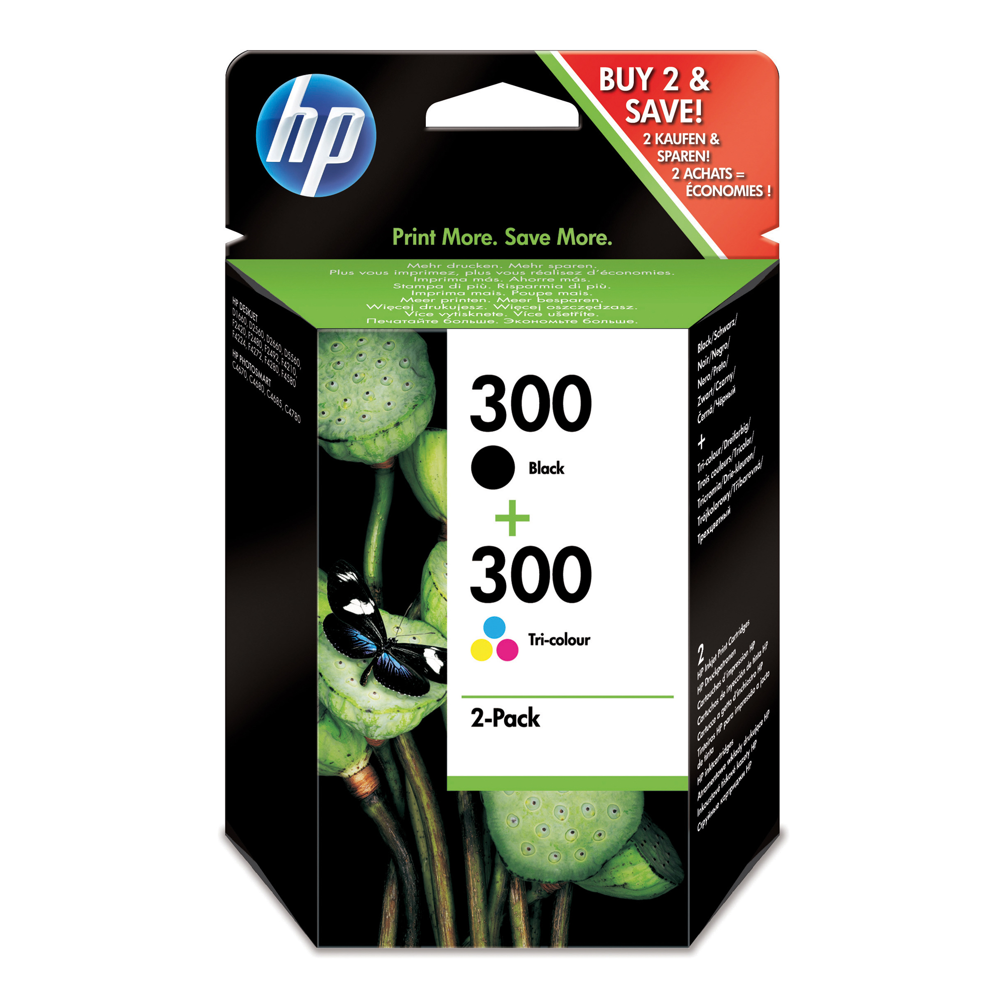 HP Tintenpatrone 300 schwarz, cyan/magenta/gelb 2 St./Pack.