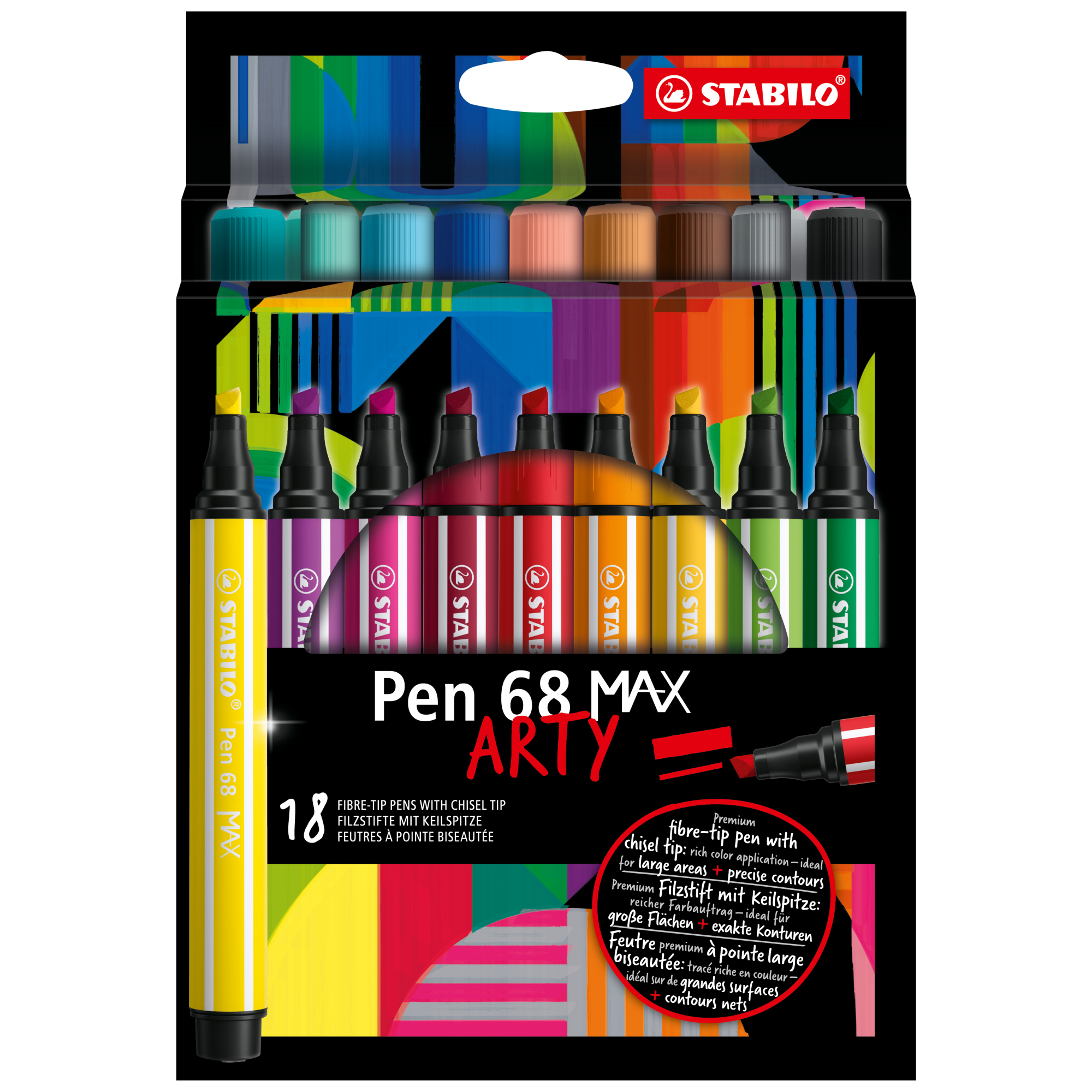 STABILO® Fasermaler Pen 68 MAX ARTY 18 St./Pack.