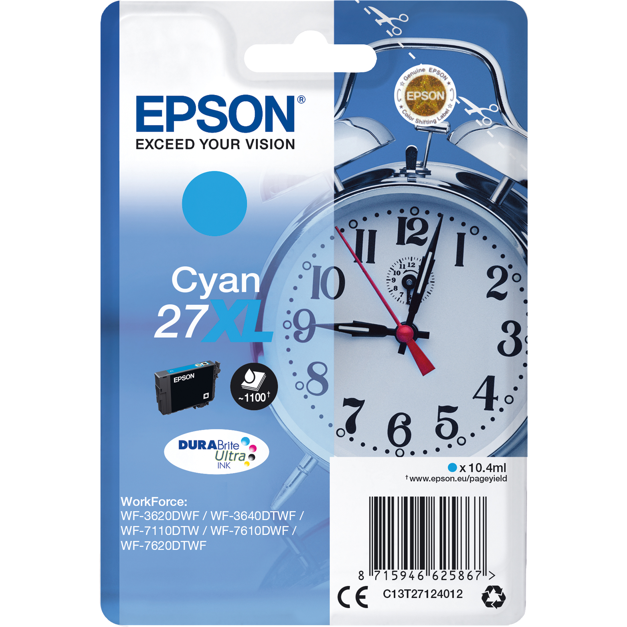 Epson Tintenpatrone 27XL cyan