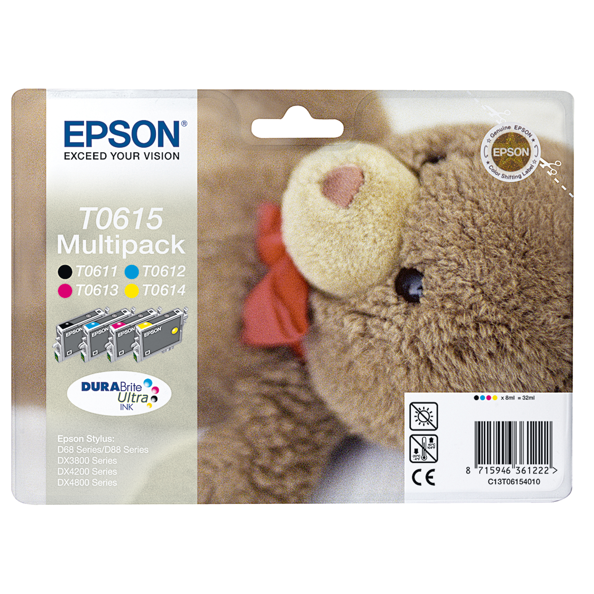 Epson Tintenpatrone T0615 schwarz, cyan, magenta, gelb