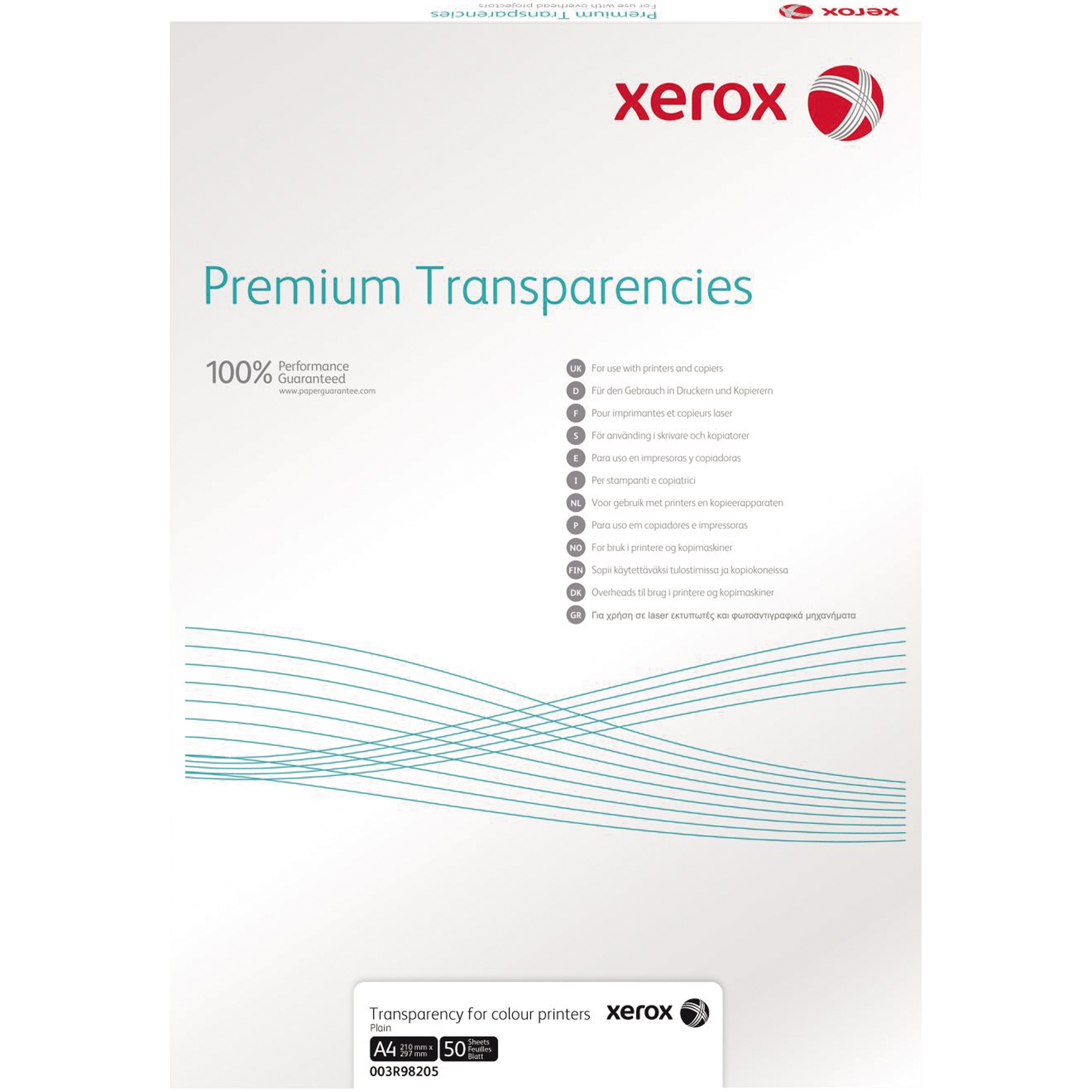 Xerox Laserfolie DIN A4 transparent 50 Folien/Pack.